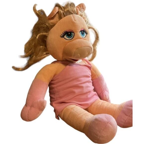 Build A Bear Miss Piggy Hand Puppet Stuffed Animal Plush Toy Blonde Hair Pink Dr - Picture 5 of 10